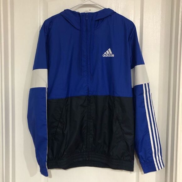 Brand New Adidas Colorblock Windbreaker Jacket For Men Size Small Blue Jacket - Picture 2 of 6